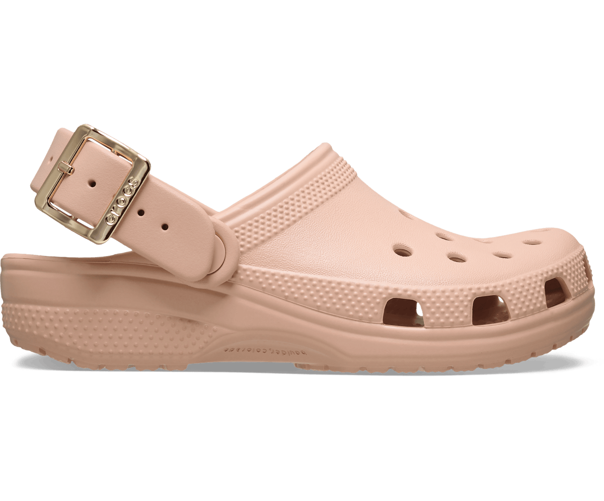 Classic Metallic Buckle Clog - Blush