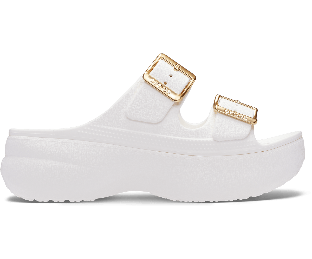 Women's Saturday Platform Metallic Buckle Sandal - White / Gold
